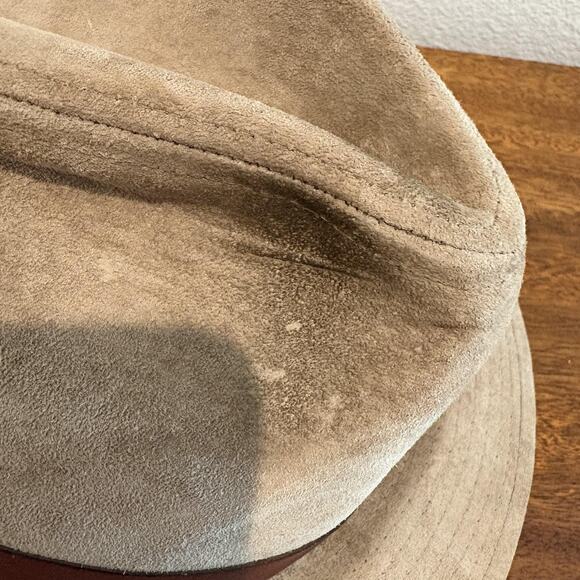 Eddie Bauer Hat Cowboy Strap Back Large Tan Brown Suede Leather Outdoor Mens - Picture 4 of 12